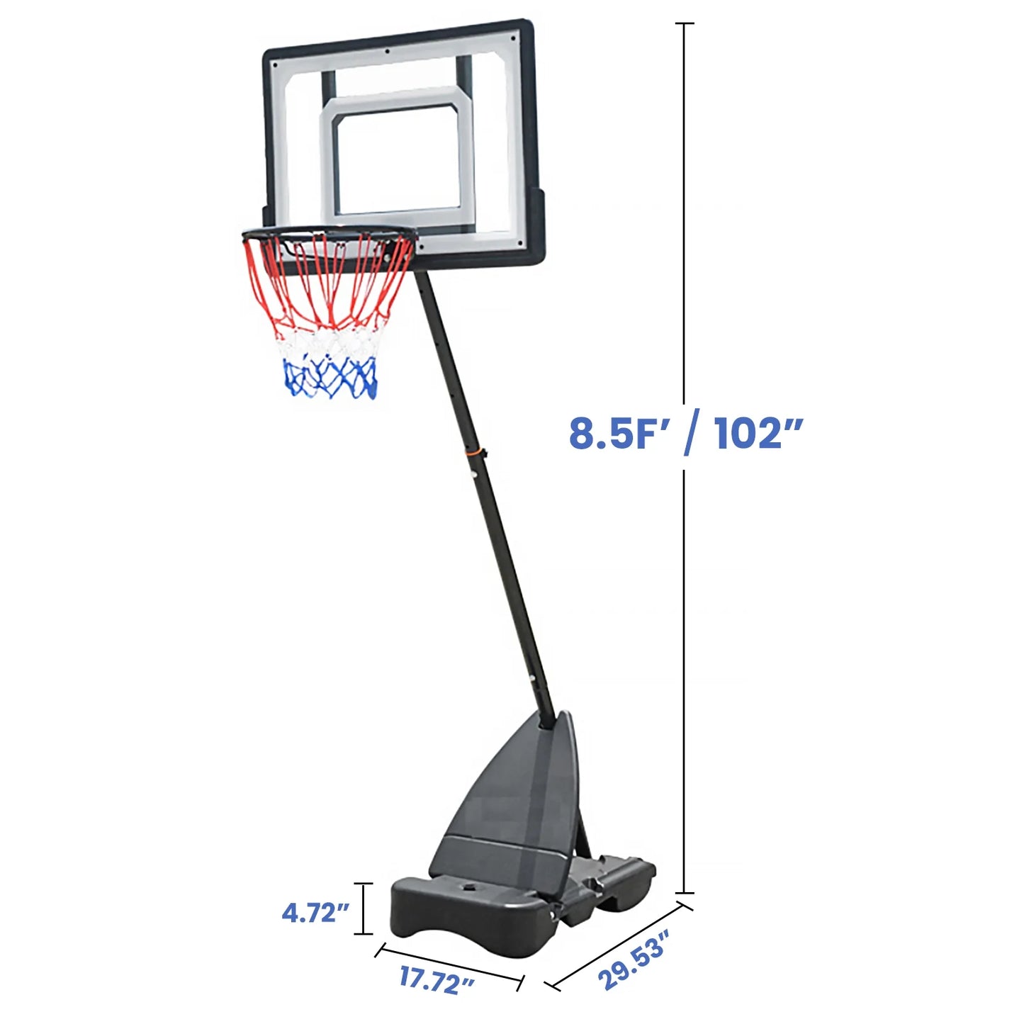 Basketball Hoop with Basketball for Kids Adults 33", Adjustable Height 5-8.5' Portable Pool Basketball Goal Outdoor Indoor