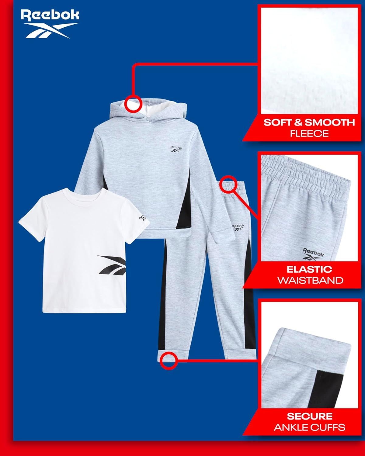 Baby Boys' Jogger Set - 3 Piece Fleece Sweatsuit Playwear Set (Size: 12M-7)