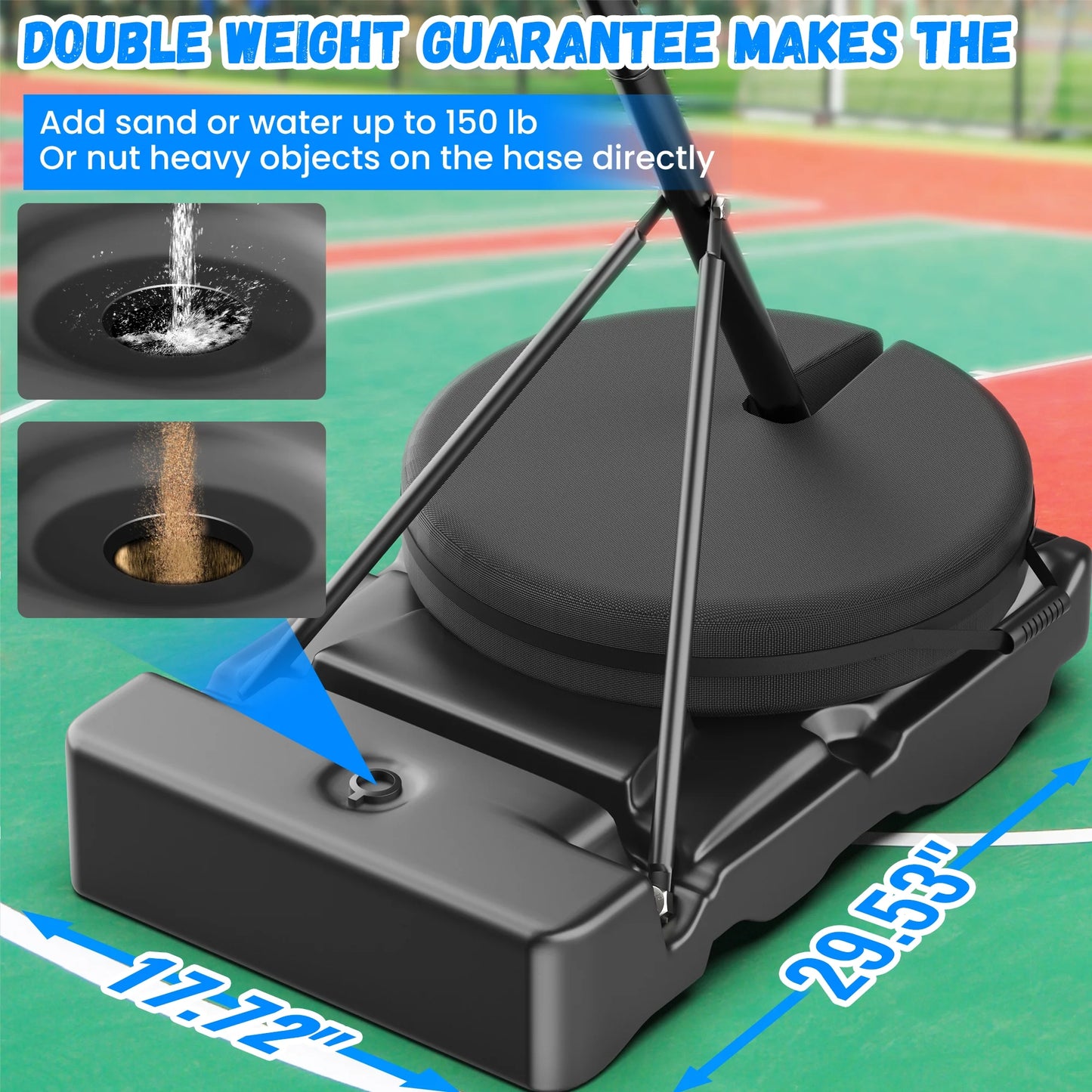 Basketball Hoop with Basketball for Kids Adults 33", Adjustable Height 5-8.5' Portable Pool Basketball Goal Outdoor Indoor