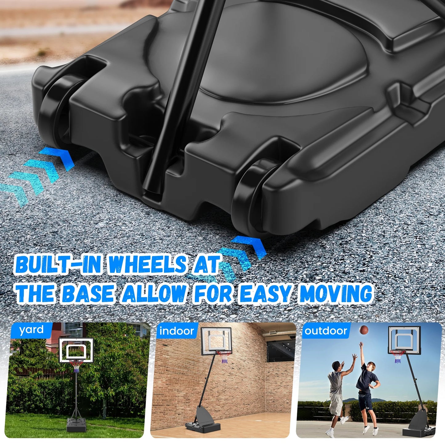 Basketball Hoop with Basketball for Kids Adults 33", Adjustable Height 5-8.5' Portable Pool Basketball Goal Outdoor Indoor