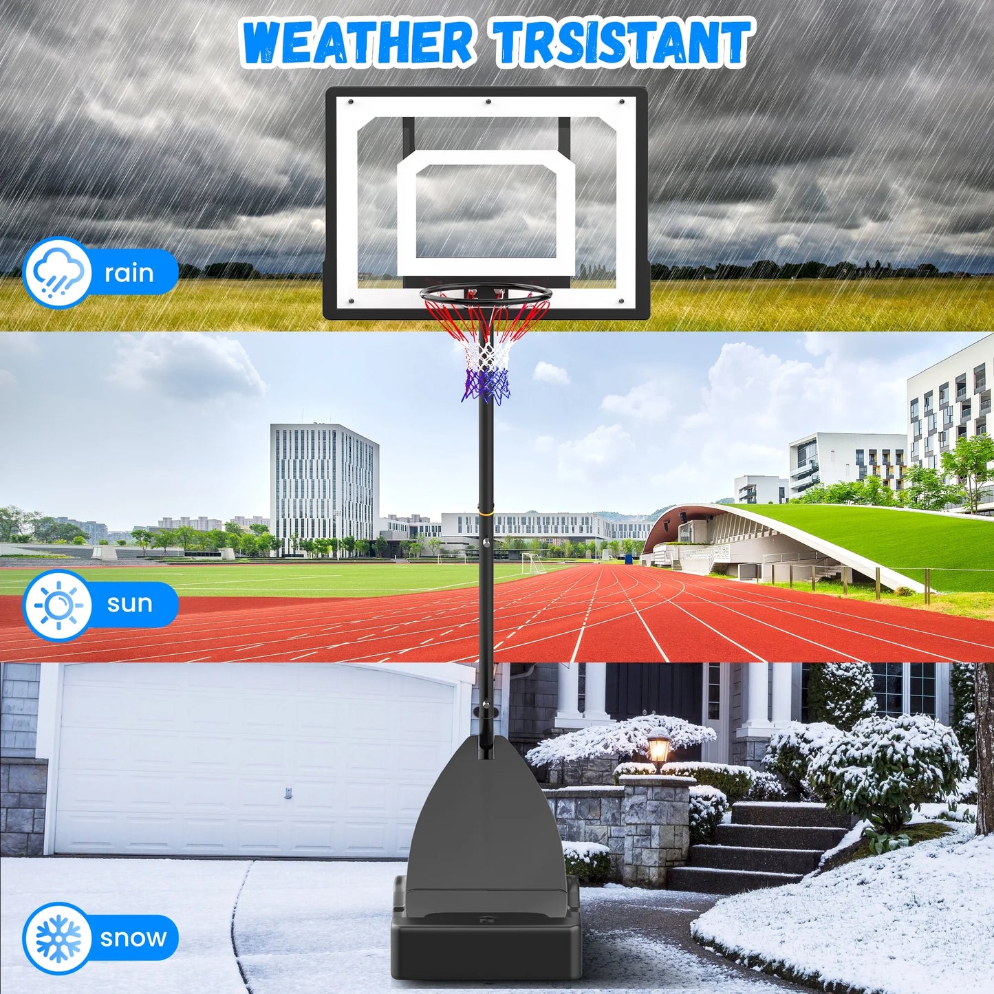 Basketball Hoop with Basketball for Kids Adults 33", Adjustable Height 5-8.5' Portable Pool Basketball Goal Outdoor Indoor