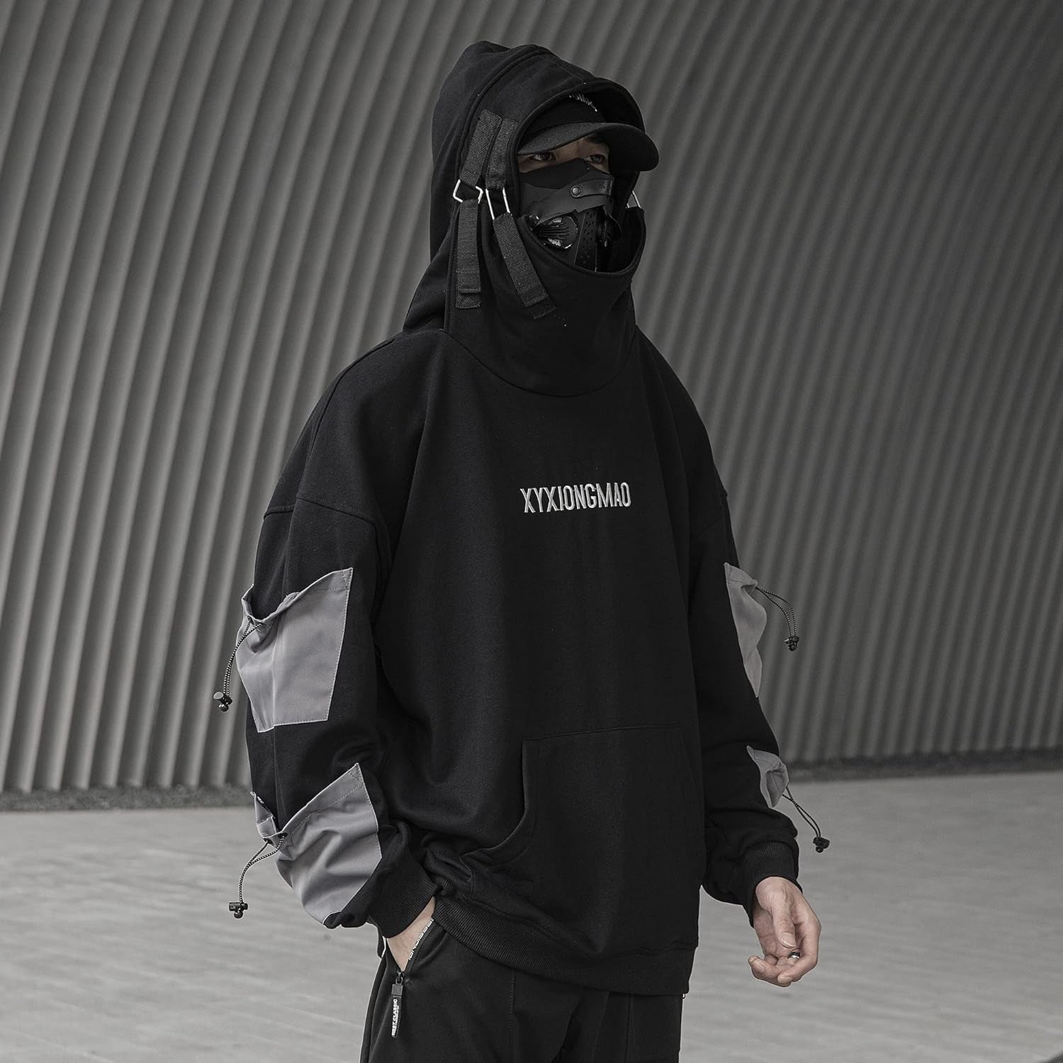 Streetwear Techwear Hoodie Tactical Mens Black Urban Hip Hop Japanese Sweatshirt