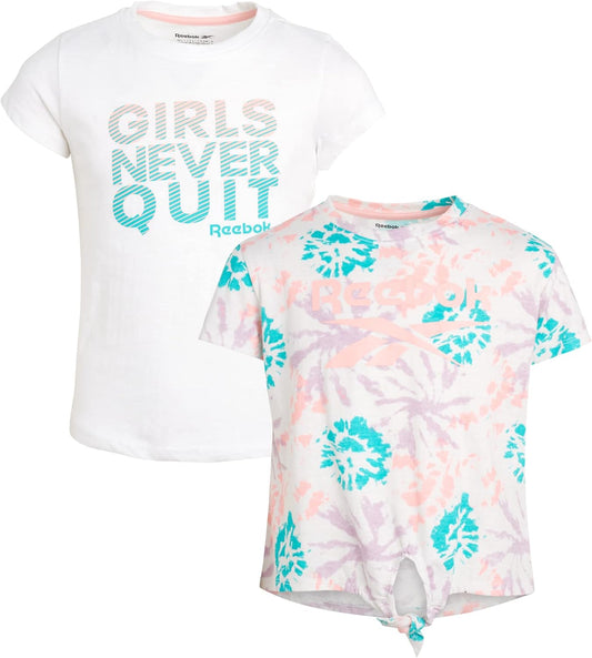 Girls' T-Shirt - 2 Pack Short Sleeve Fashion Tee Kids Clothing Multipack